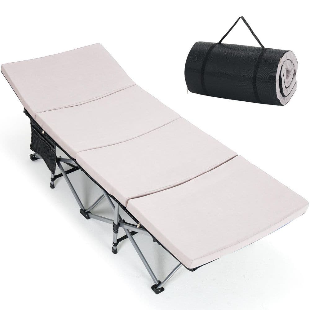 BOZTIY Oversized Folding Camping Cot with 2 in. Mattress Heavy