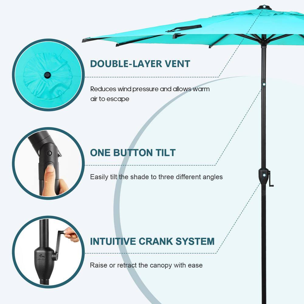 Light Blue and Charcoal Steel Round Market Umbrella