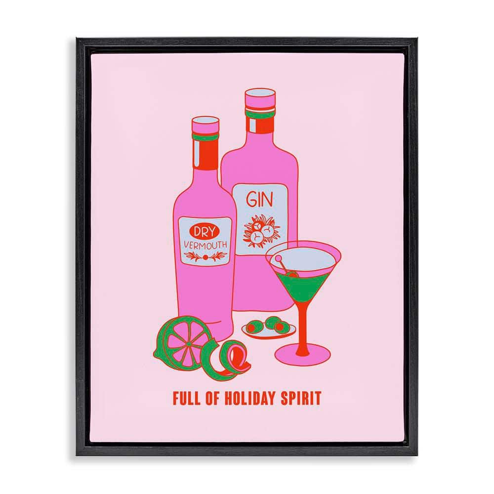 Funny Holiday Spirit Drinks by House of Lulu Black Floater Frame Food Graphic Art Print 21 in. x 17 in. price history on PriceWatchPro