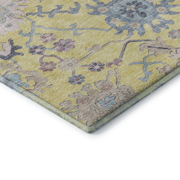 Mayfield Premium Machine Washable Abstract AMF1154 Yellow 8 ft. x 10 ft. Area Rug