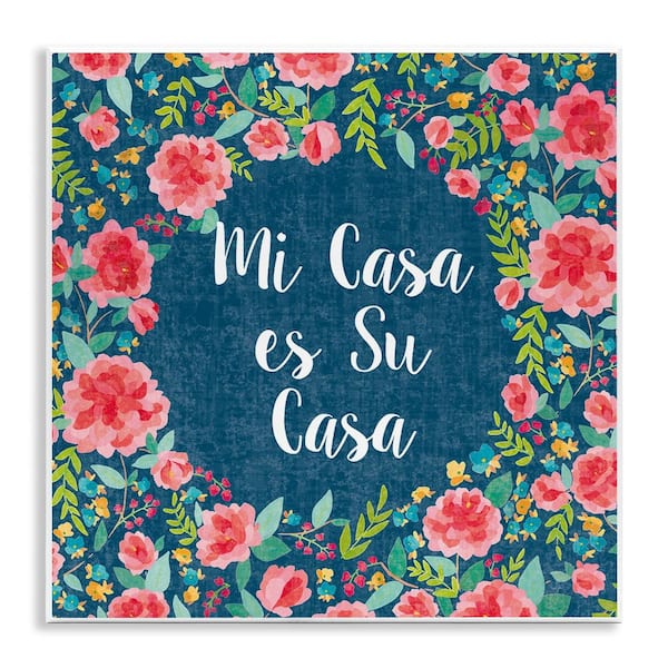 Stupell Industries Florals Our House by Harriet Sussman Unframed Wall Plaque Typography Graphic Art Print 12 in. x 12 in.