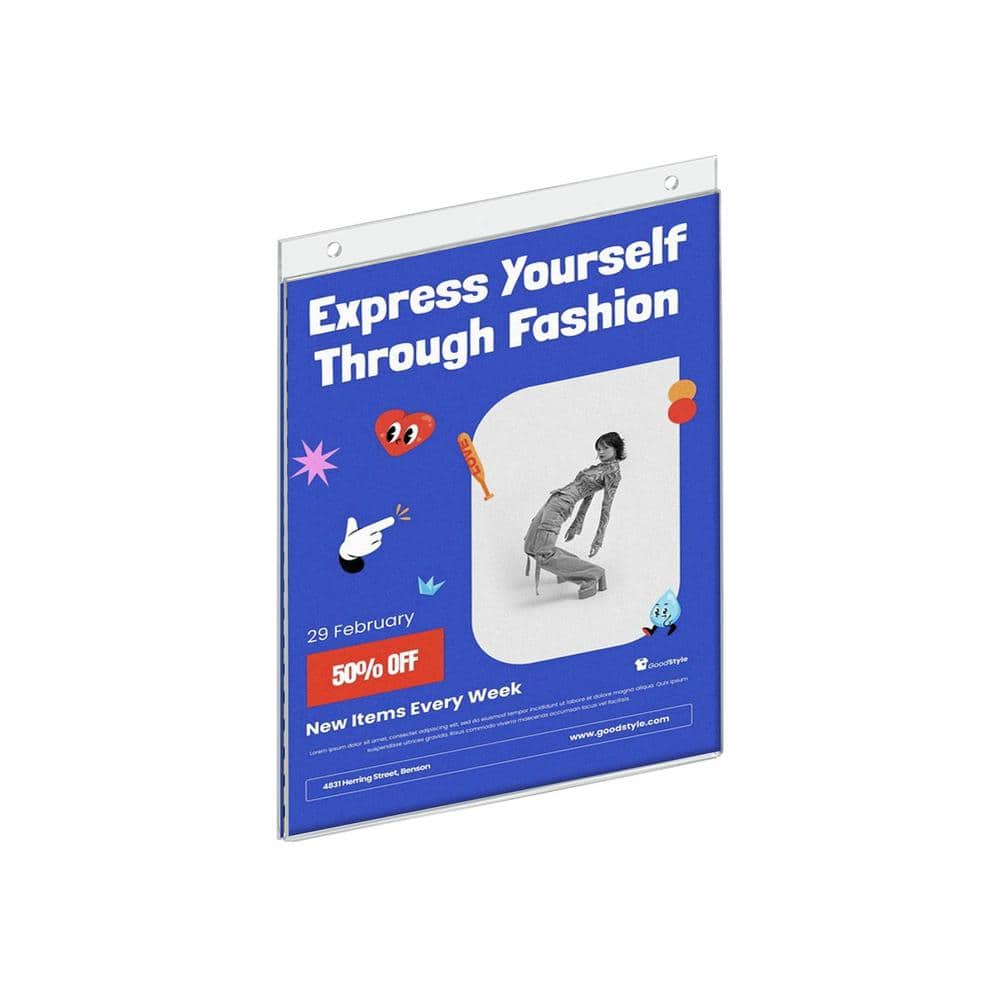 Clear Acrylic Wall Hanging Sign Holder Frame 8.5" x 11" Vertical 10-Pack
