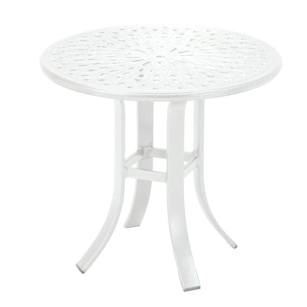 Tradewinds 24 in. White Cast Aluminum Commercial Patio Occasional Table