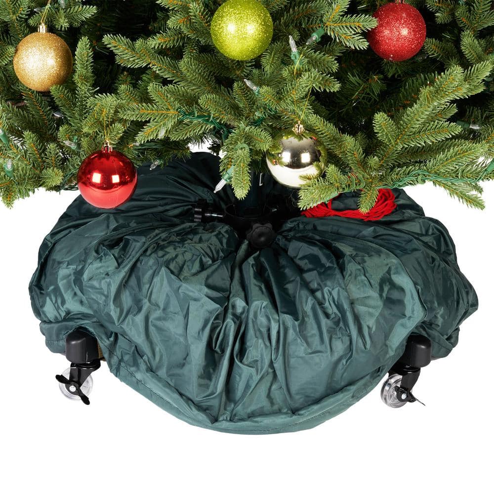 Green Polyester Upright Christmas Tree Storage Bag with Rolling Stand