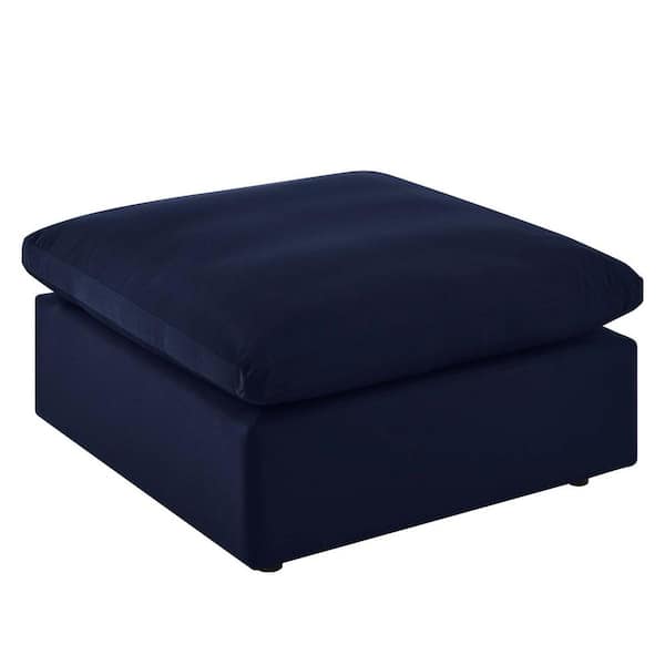 Commix 37 in. Aluminum Outdoor Patio Ottoman with Sunbrella Navy Cushion