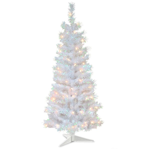 Photo 1 of *TESTED*National Tree Co. 4 Foot White Iridescent Pre-Lit Flocked Christmas Tree