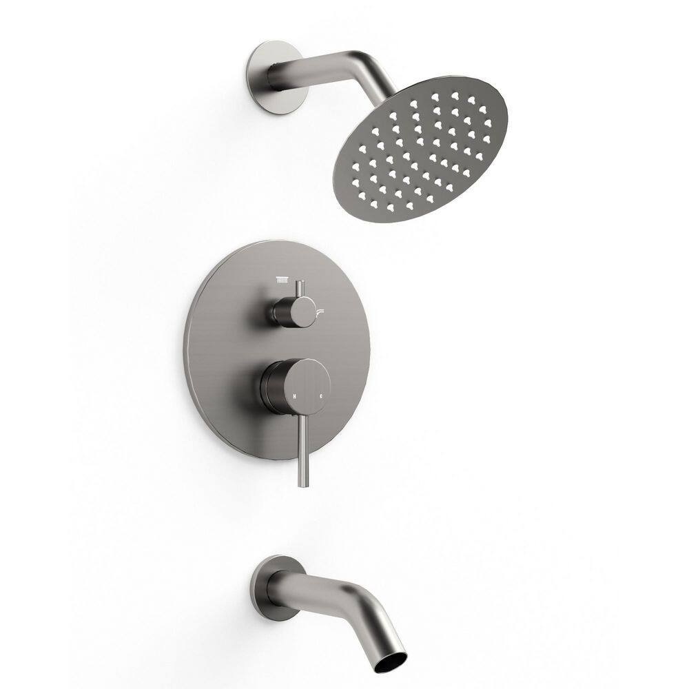 2-Spray 1.8 GPM 6 in. Wall Mount Dual Fixed and Handheld Shower Head with Bathtub Faucet in Chrome price history on PriceWatchPro