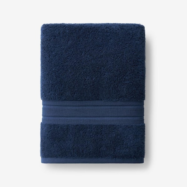 Company Cotton Navy Solid Turkish Cotton Bath Towel