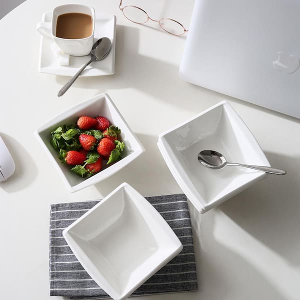 MALACASA Blance 2-Piece Ivory White Porcelain Serving Tray of 10