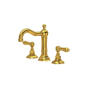 Acqui 8 in. Widespread Double Handle Bathroom Faucet in Unlacquered Brass