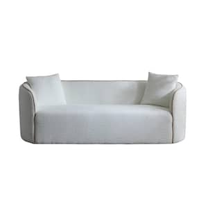 Orinthal 82 in. Modern Boucle Fabric Upholstered Round Arm Rectangle 3-seater Sofa, White