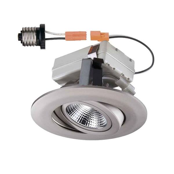Commercial Electric 4 in. Brushed Nickel LED Recessed Gimbal Trim