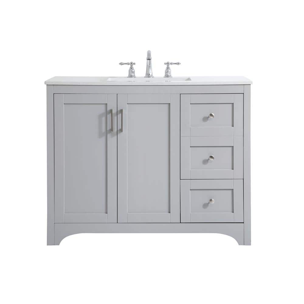Simply Living 42 in. W x 22 in. D x 34 in. H Bath Vanity in Grey with Calac