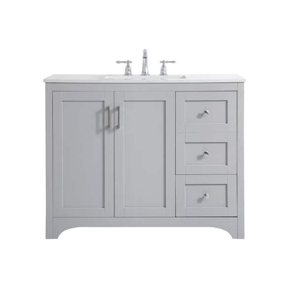 Unbranded Simply Living 42 in. W x 22 in. D x 34 in. H Bath Vanity in Grey with Calacatta White Engineered Marble Top