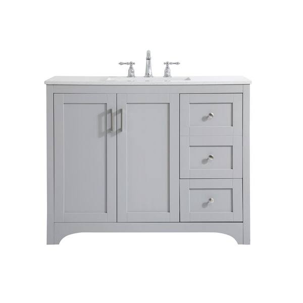 Timeless Home 42 In W X 22 In D X 34 In H Single Bathroom Vanity In Grey With Calacatta Quartz Th34042grey The Home Depot