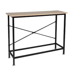 41 in. L Oak Rectangle Particle Board Console Table with Metal Frame