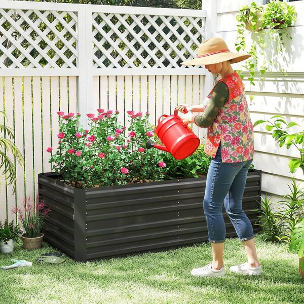 Outsunny 71 in. x 36 in. x 23 in. Black Raised Garden Bed for