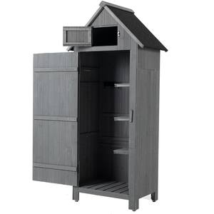 30.3 in. L X 21.3 in. W X 70.5 in. H Wooden Storage Cabinet Tool Shed Backyard Garden Plant Farmland Outdoors in Gray