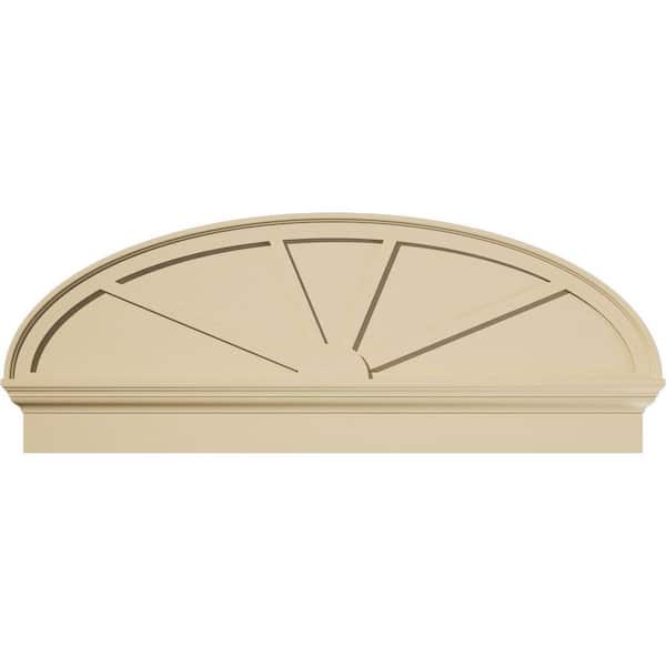 Ekena Millwork 50-in W x 19-3/8-in H x 2-3/4-in P Elliptical 4-SpokeSignature Urethane Combination Pediment, Primed Tan