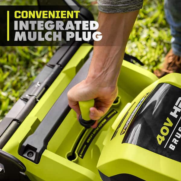 RYOBI - 40V HP Brushless Whisper Series 21" Walk Behind Self-Propelled All Wheel Drive Lawn Mower-(2) 6.0 Ah Batteries & Charger