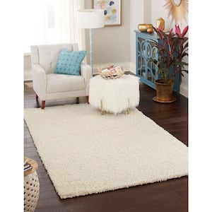 Solid Shag Pure Ivory 7 ft. x 10 ft. Area Rug