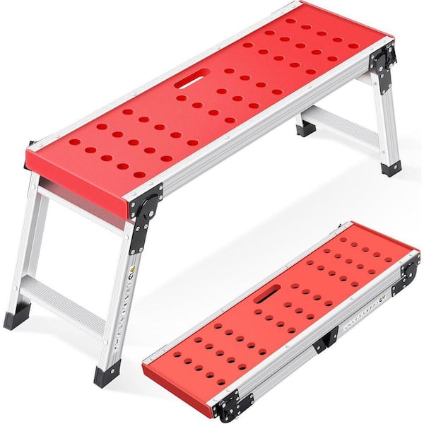 3 ft. x 1 ft. Aluminum Heavy-Duty Work Platform with Anti-Slip Feet Cover and Safety Lock, Maximum Load 330 lbs.