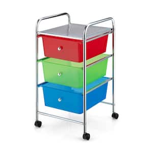 3-Drawer Steel Rolling Cart Storage Bin Organizer Rolling with/Plastic Drawers Rainbow