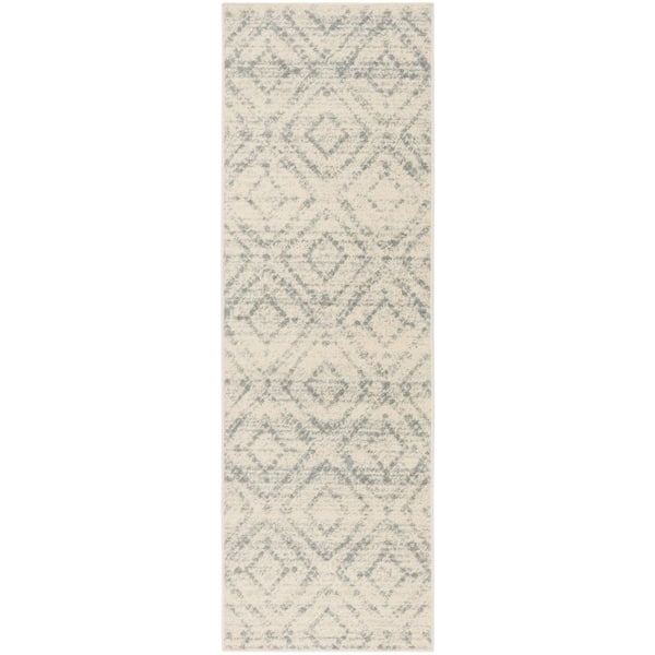 SAFAVIEH Adirondack Ivory/Light Blue 3 ft. x 14 ft. Geometric Runner Rug