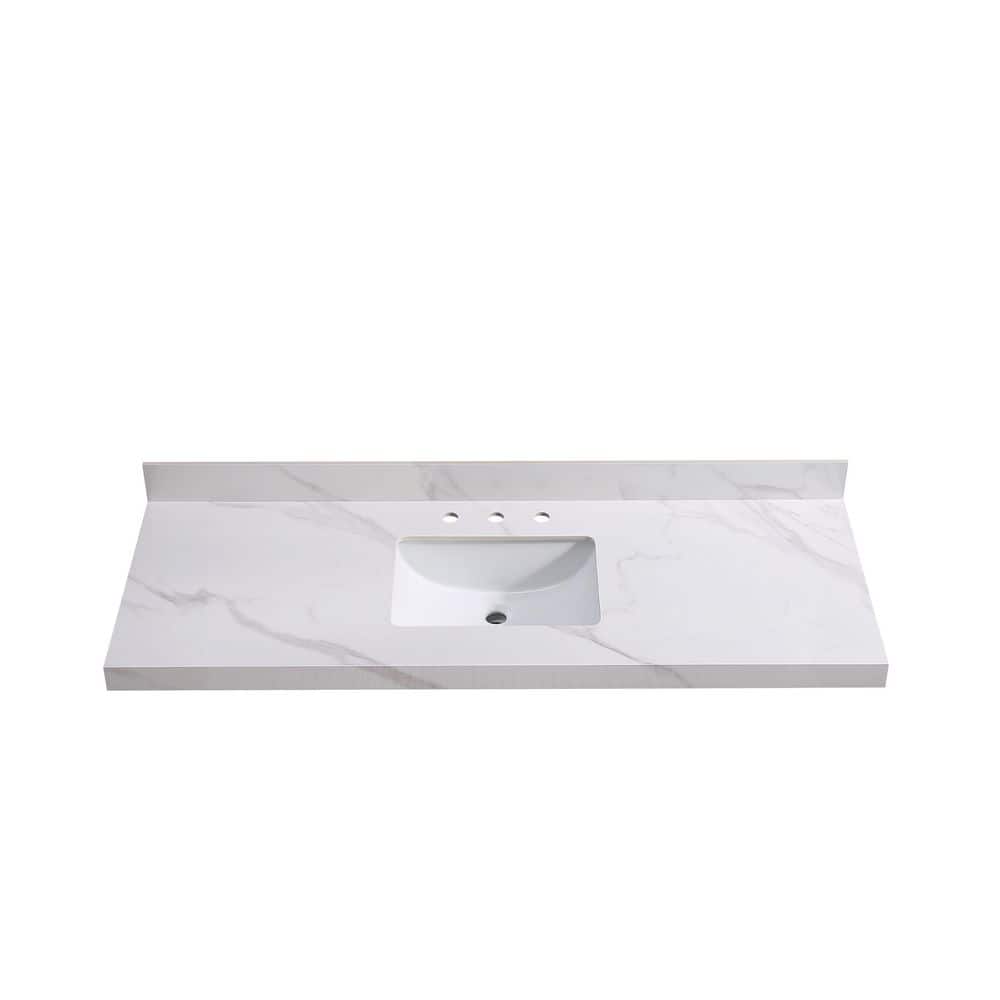 61 in. W x 22 in. D Porcelain Single Sink Vanity Tops in Carrara White price history on PriceWatchPro
