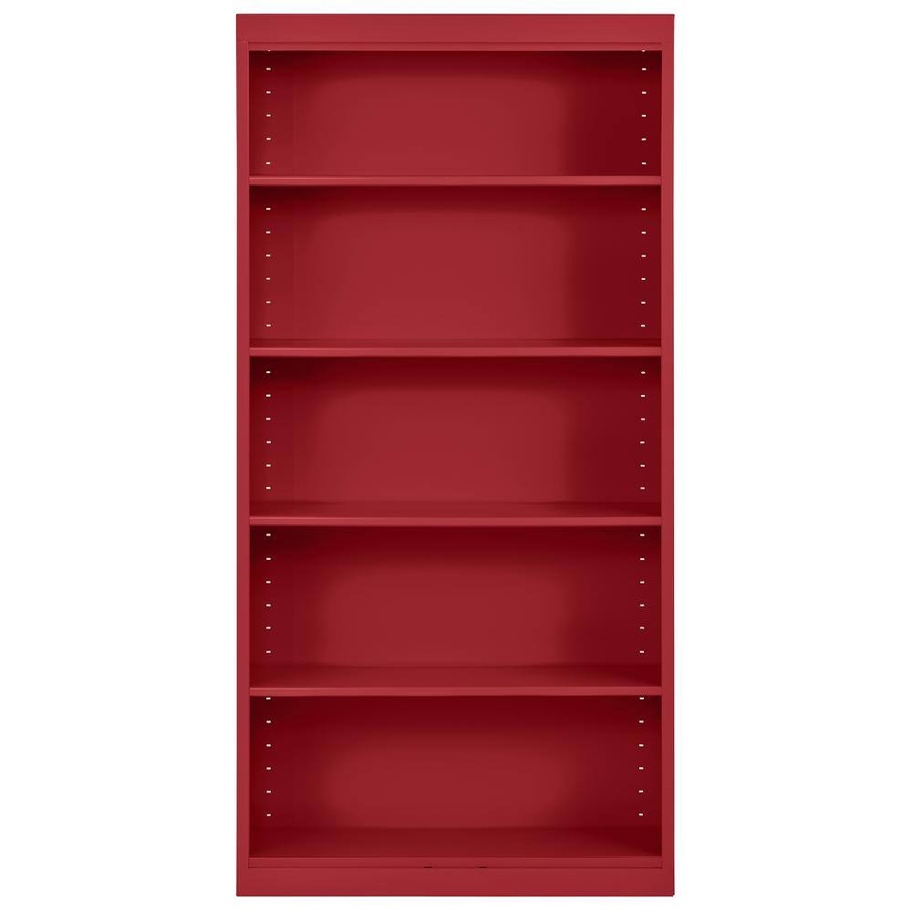 Adjustable Red 36"W x 12"D x 72"H Steel Bookcase