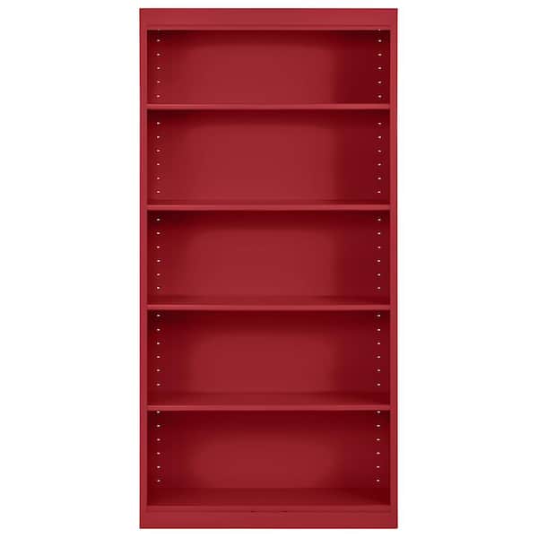 Welded Steel Bookcase ( 36 in. W x 72 in. H x 12 in. D ) Freestanding Cabinet in Red