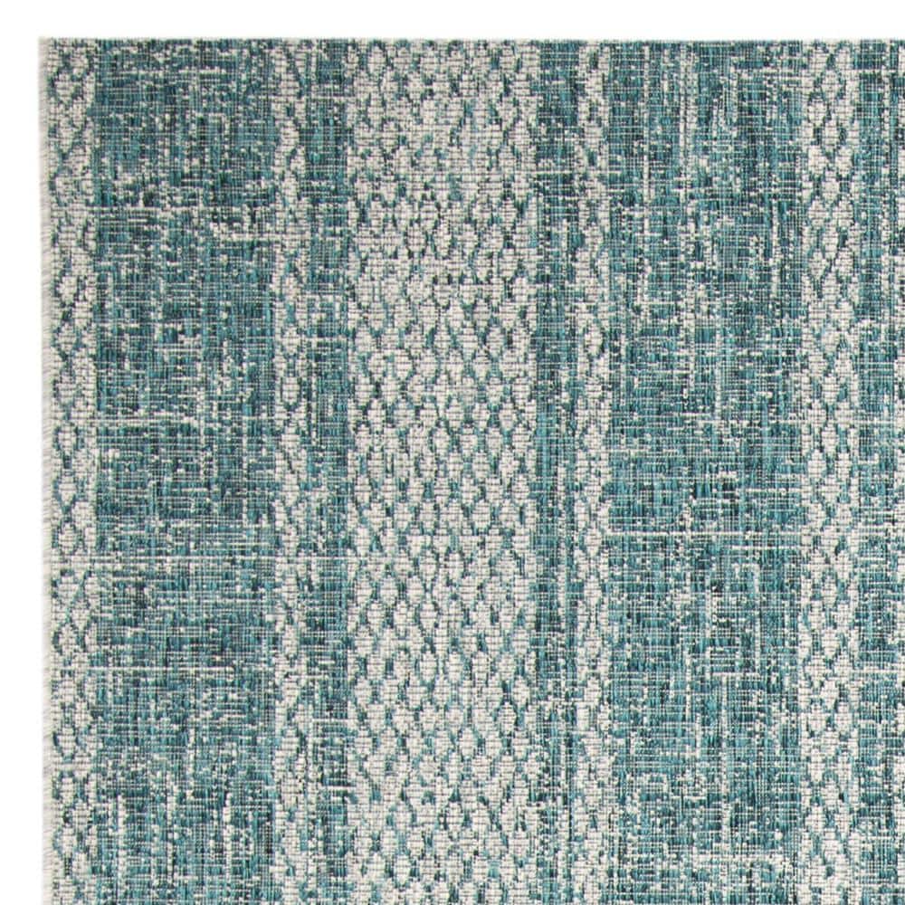 Easycare Reversible Light Grey/Teal Synthetic Area Rug 9' x 12'