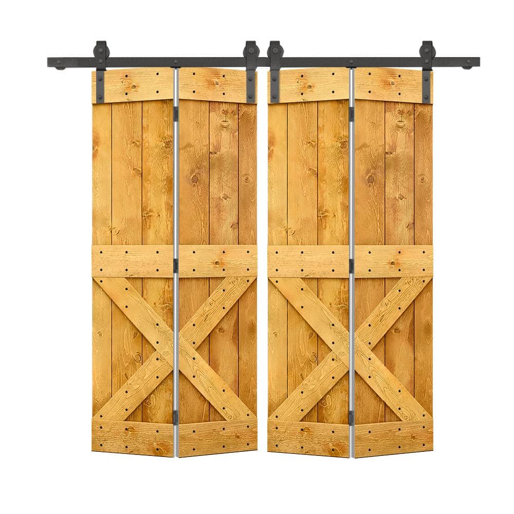 72 in. x 84 in. Mini X Series Colonial Maple Stained DIY Wood Double Bi-Fold Barn Doors with Sliding Hardware Kit price history on PriceWatchPro