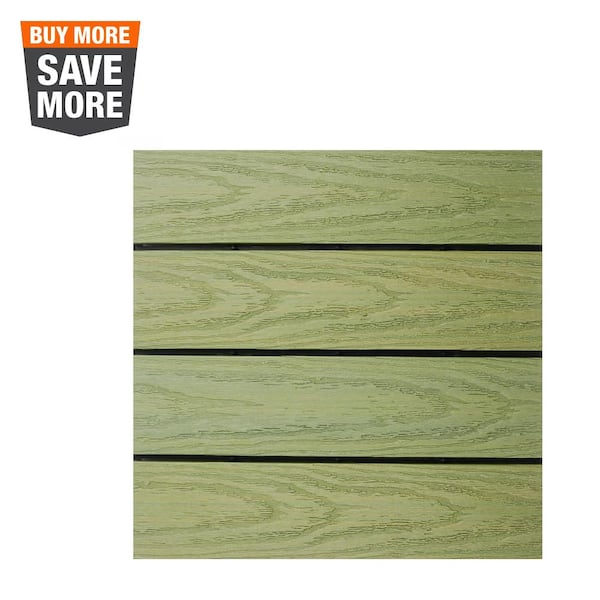 NewTechWood UltraShield Naturale 1 ft. x 1 ft. Quick Deck Outdoor Composite Deck Tile in Irish Green (10 sq. ft. Per Box)