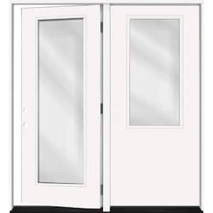 Legacy 60 in. x 80 in. RHOS 2/3 Clear Glass White Primed Fiberglass Double Prehung Patio Door