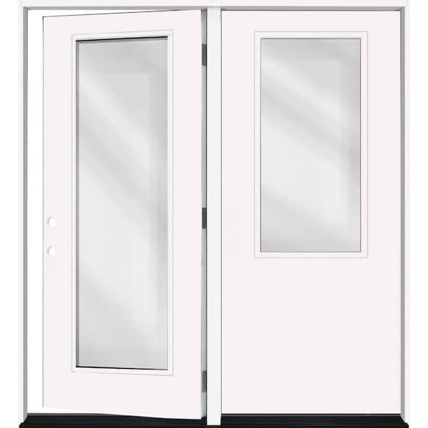 Steves & Sons Legacy 64 in. x 80 in. RHIS 2/3 Clear Glass White Primed Fiberglass Double Prehung Patio Door