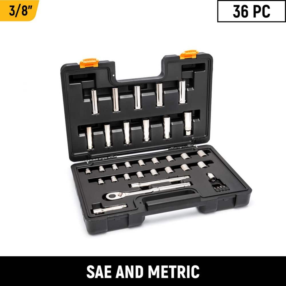 GEARWRENCH 36-Piece SAE/Metric 3/8 in. 12-Point Drive Mechanics Tool Set with Case (GW72SSCBMTS)