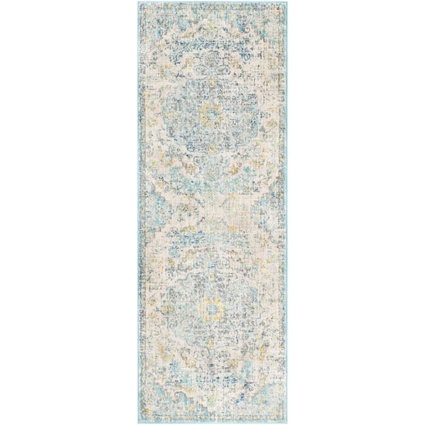 Livabliss Demeter Teal/Saffron 2 ft. 7 in. x 7 ft. 3 in. Runner Rug