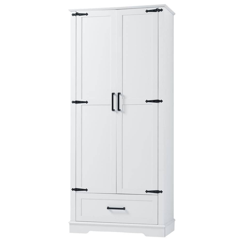 31 in. W x 16 in. D x 69 in. H White MDF Board Freestanding Tall Linen Cabinet with Adjustable Shelf and Drawer price history on PriceWatchPro