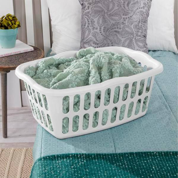 Sterilite 1.5 Bushel White Rectangular Plastic Laundry Basket Bins 12 Pack 12 x 12458012