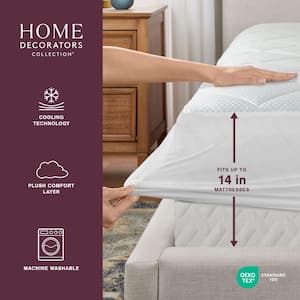 Cooling White Quilted California King Mattress Pad