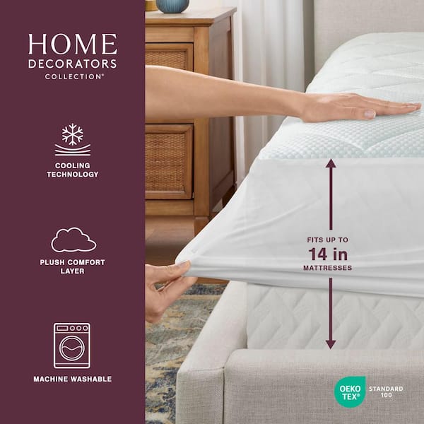 Cooling White Quilted King Mattress Pad
