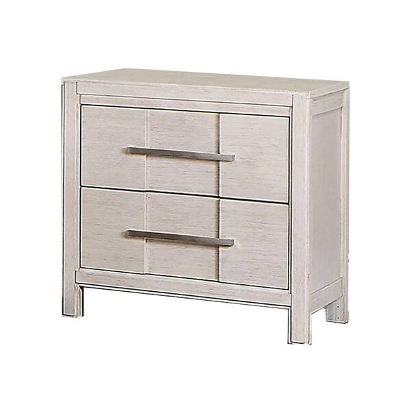 Benjara White 2-Drawer 23.12 in. Wooden Nightstand