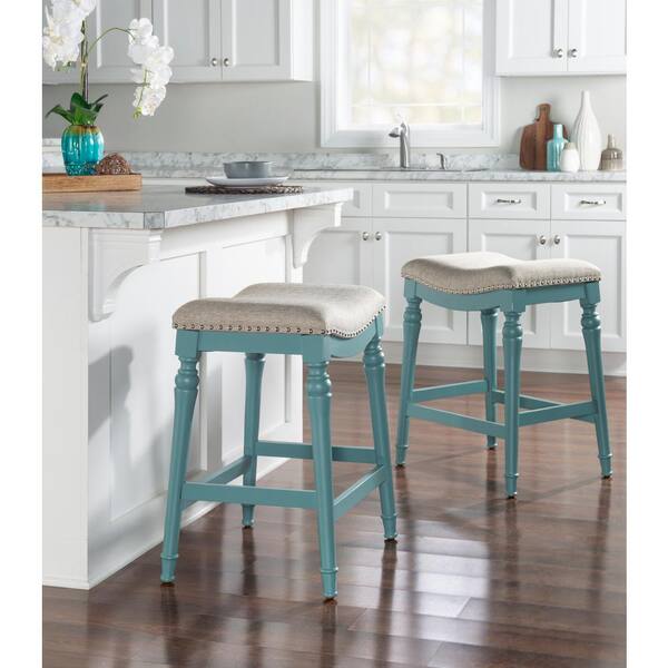 Squares and Circles Recon Foam Breakfast Bar Stools with Reflex Blue Topper 