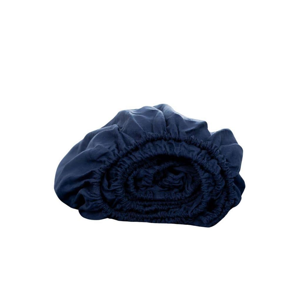 1 Navy Blue Solid Color Linen King Fitted Sheet price history on PriceWatchPro