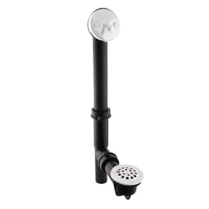 1-1/2 in. x 14 in. Black Poly Bath Waste & Overflow with Trip Lever and Beehive Strainer Drain, Powder Coat White