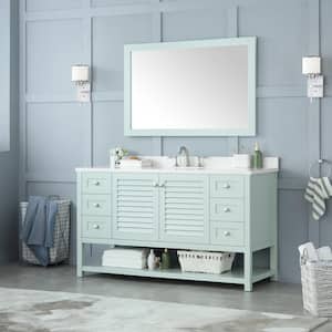 Grace 60 in. W x 22 in. D x 34 in. H Single Sink Bath Vanity in Minty Latte with White Engineered Stone Top