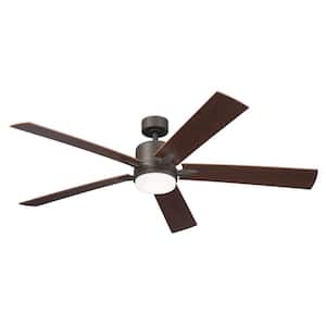 Lucian Elite XL 60 in. Indoor Olde Bronze Downrod Mount Ceiling Fan with Integrated LED with Wall Control Included