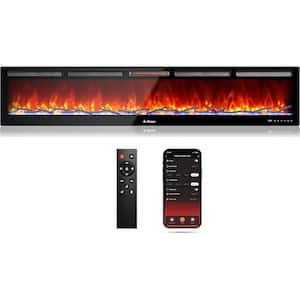 98" Smart WiFi Infrared Electric Fireplace with Sound Crackling and Adjustable Realistic Flame, 1500W Quartz Heater