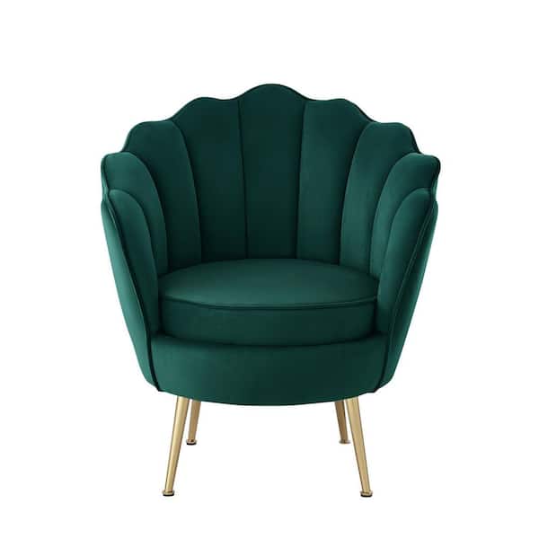 Nicole Miller Irelyn Hunter Green Accent Chair Upholstered Velvet